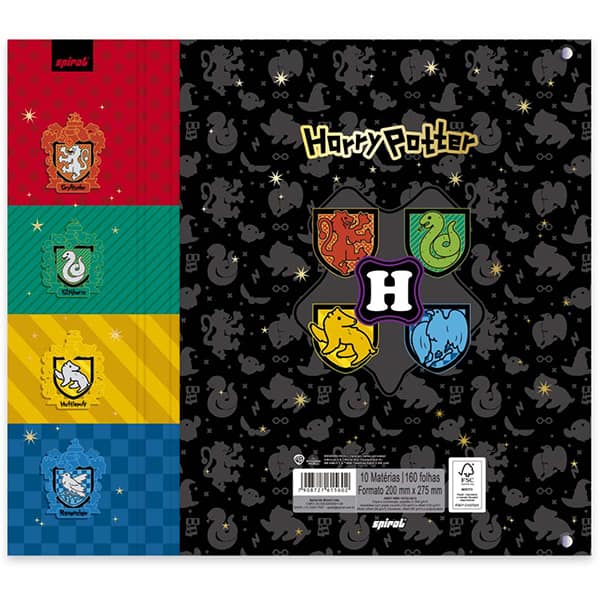 Caderno Universitário Argolado Capa Dura, 10 x 1, 160 Folhas, Harry Potter Charms, 2515602, Spiral Hpc - PT 1 UN