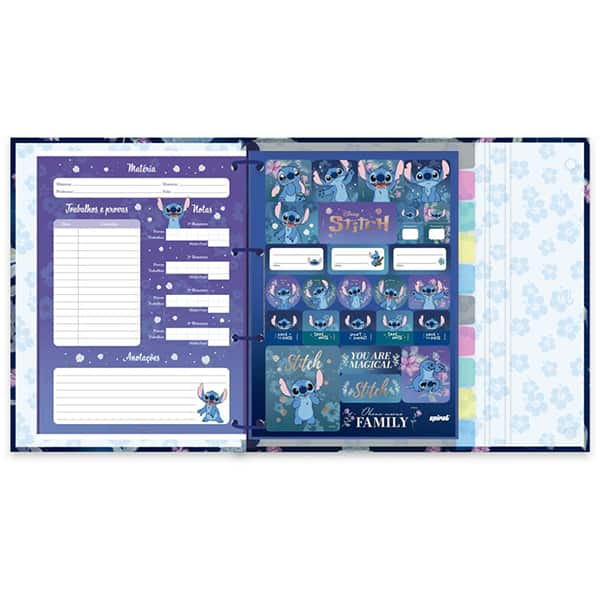 Caderno Universitário Argolado Capa Dura 10x1 160 Folhas Stitch Disney Spiral - PT 1 UN