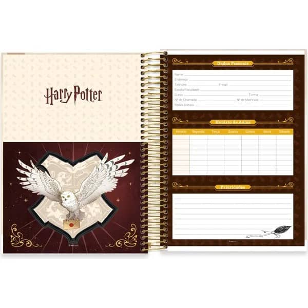 Caderno Universitário Capa Dura, 10x1, 160 Folhas, Harry Potter, 2756988, Spiral Hpt - PT 1 UN