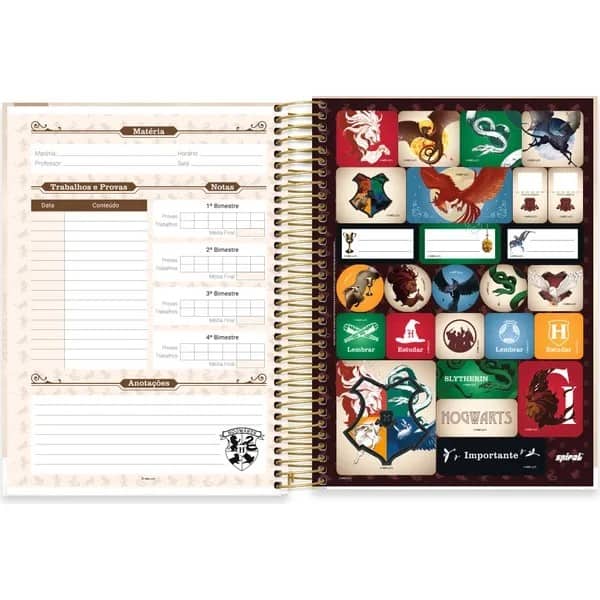 Caderno Universitário Capa Dura, 10x1, 160 Folhas, Harry Potter, 2756988, Spiral Hpt - PT 1 UN