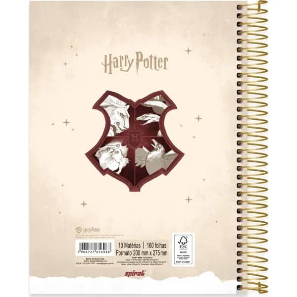 Caderno Universitário Capa Dura, 10x1, 160 Folhas, Harry Potter, 2756988, Spiral Hpt - PT 1 UN