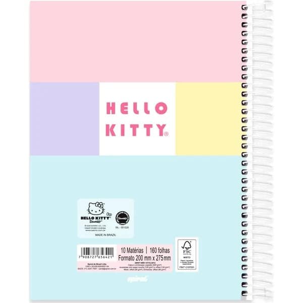 Caderno univ.capa dura 10x1 160fls H. Kitty 2756421 Spiral Hki PT 1 UN