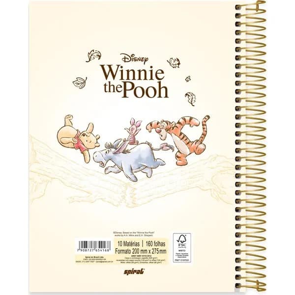 Caderno univ.capa dura 10x1 160fls Pooh 2754168 Spiral Pooh PT 1 UN