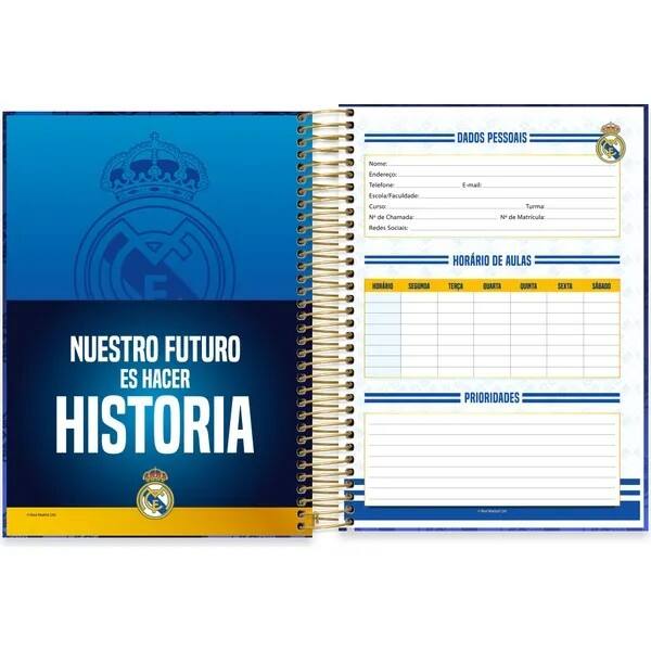 Caderno Universitário Capa Dura, 10x1, 160 Folhas, Real Madrid F.C, 2760190, Spiral Rea - PT 1 UN Caderno Universitário Capa Dura, 10x1, 160 Folhas, Real Madrid F.C, 2760190, Spiral Rea - PT 1 UN