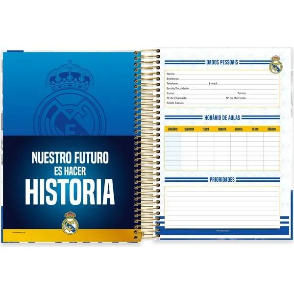 Caderno Universitário Capa Dura, 10x1, 160 Folhas, Real Madrid F.C, 2760206, Spiral Rea - PT 1 UN Caderno Universitário Capa Dura, 10x1, 160 Folhas, Real Madrid F.C, 2760206, Spiral Rea - PT 1 UN