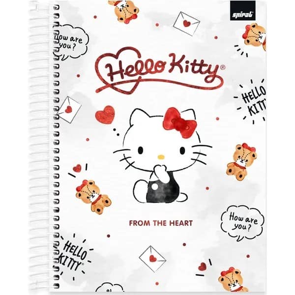 Caderno Universitário Capa Dura, 20 x 1, 320 Folhas, Hello KItty, 2756476, Spiral Hki - PT 1 UN