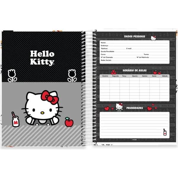 Caderno Universitário Capa Dura, 20 x 1, 320 Folhas, Hello KItty, 2756476, Spiral Hki - PT 1 UN