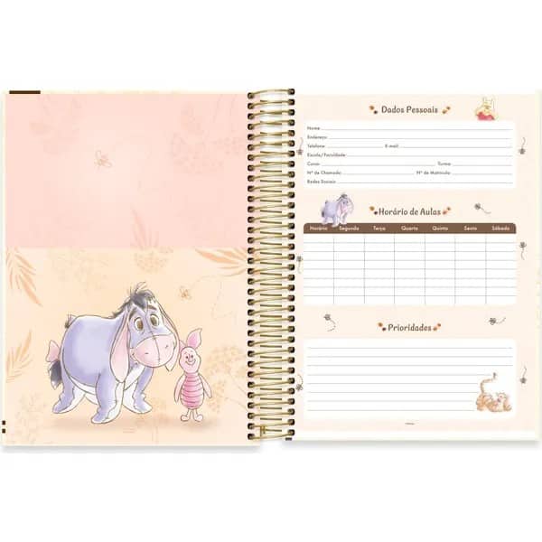 Caderno Universitário Capa Dura, 20 x 1, 320 Folhas, Ursinho Pooh, 2754243, Spiral Pooh - PT 1 UN