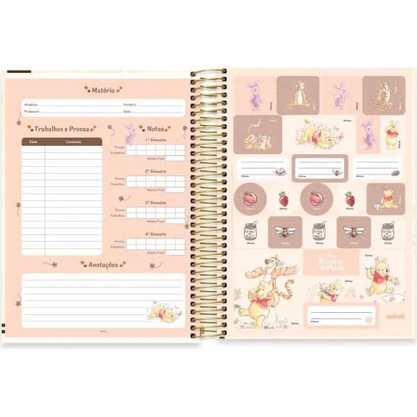 Caderno Universitário Capa Dura, 20 x 1, 320 Folhas, Ursinho Pooh, 2754243, Spiral Pooh - PT 1 UN