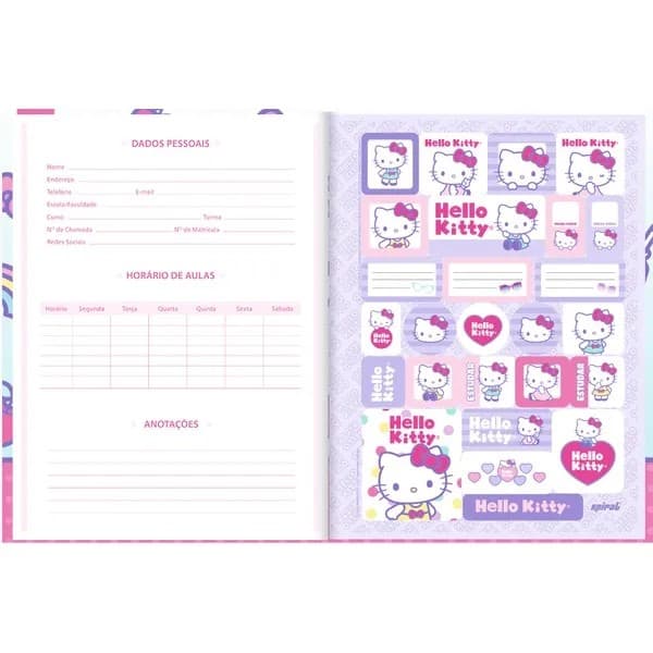 Caderno Universitário Capa Dura Costurado, 80 Folhas, Hello Kitty, 2754281, Spiral Hki - PT 1 UN