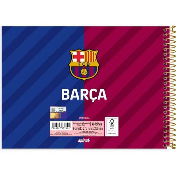 Caderno de Cartografia e Desenho, Capa dura, 48 folhas, Barcelona F.C, 2757602, Spiral Bc - PT 1 UN Caderno de Cartografia e Desenho, Capa dura, 48 folhas, Barcelona F.C, 2757602, Spiral Bc - PT 1 UN