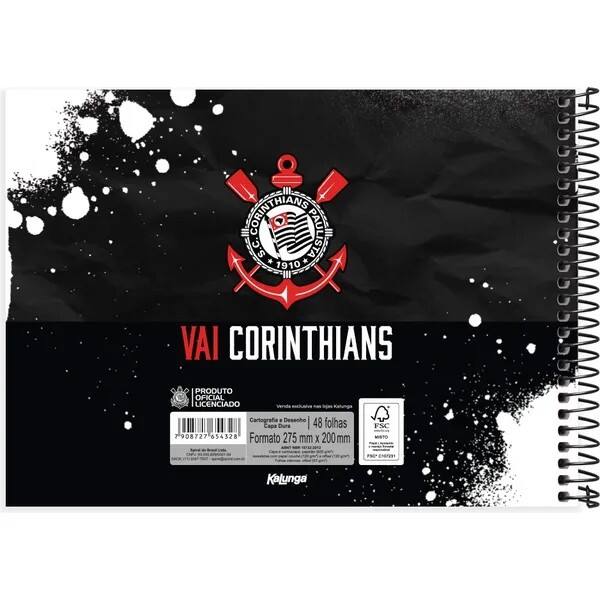 Caderno de Cartografia e Desenho, Capa dura, 48 folhas, Corinthians F.C, 2754328, Spiral Sccp - PT 1 UN Caderno de Cartografia e Desenho, Capa dura, 48 folhas, Corinthians F.C, 2754328, Spiral Sccp - PT 1 UN