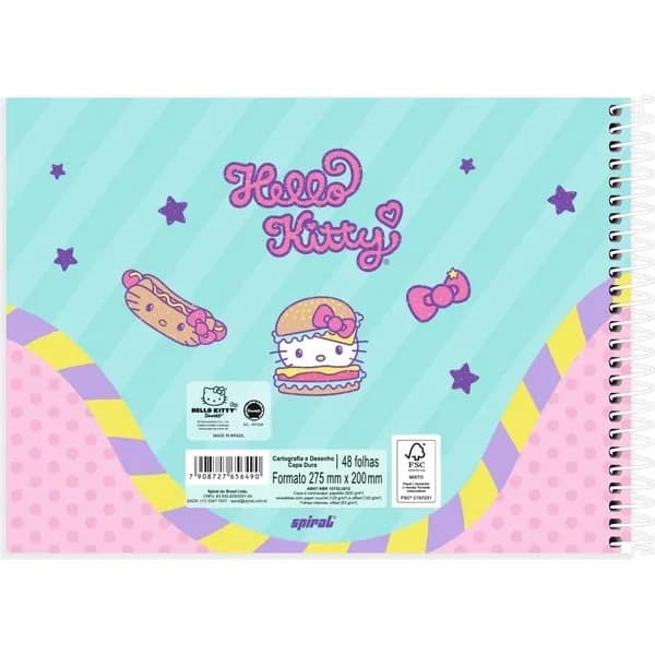 Caderno cartografia capa dura 48fl H. Kitty 2756490 Spiral Hki PT 1 UN