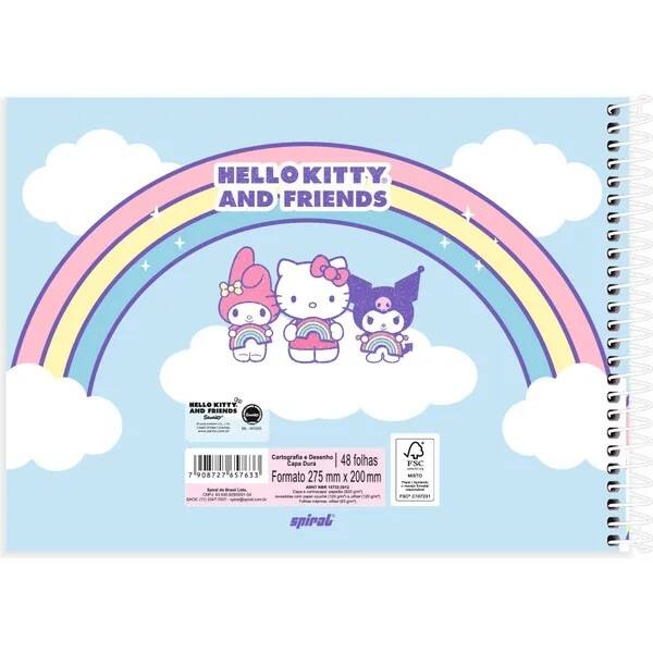 Caderno de Cartografia e Desenho, Capa dura, 48 folhas, Hello Kitty & Amigos, 2757633, Spiral Hka - PT 1 UN