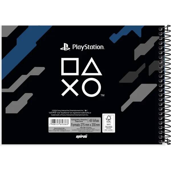 Caderno de Cartografia e Desenho, Capa dura, 48 folhas, Playstation, 2753383, Spiral Ps - PT 1 UN Caderno de Cartografia e Desenho, Capa dura, 48 folhas, Playstation, 2753383, Spiral Ps - PT 1 UN