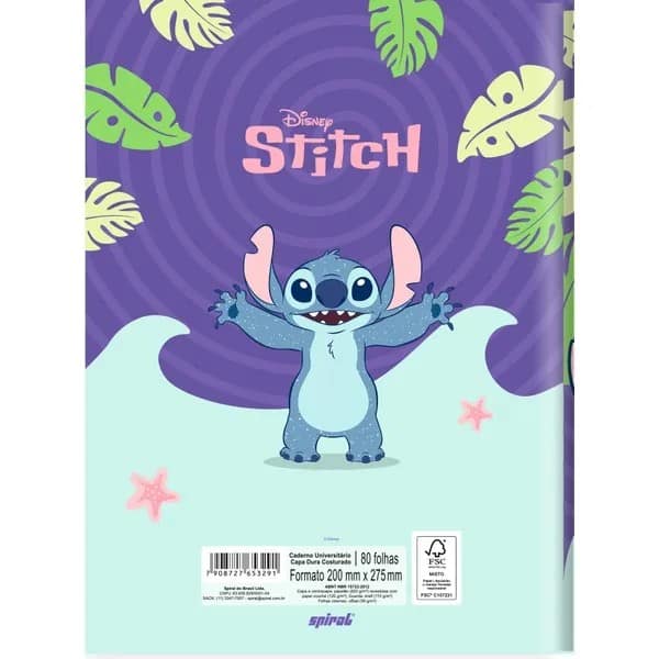 Caderno Universitário Capa Dura Costurado, 80 Folhas, Stitch, 2753291, Spiral Ds - PT 1 UN Caderno Universitário Capa Dura Costurado, 80 Folhas, Stitch, 2753291, Spiral Ds - PT 1 UN