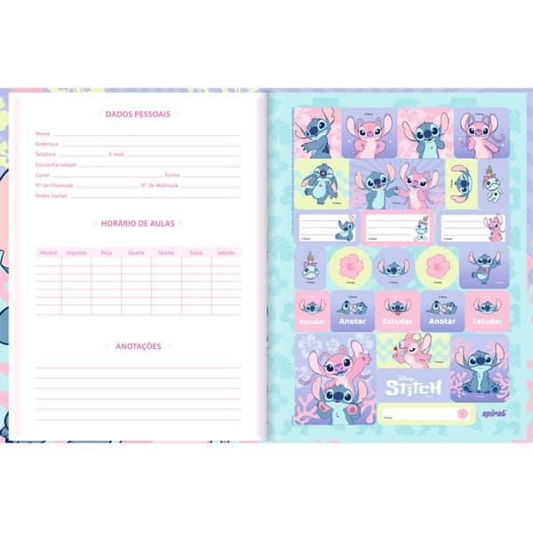 Caderno Universitário Capa Dura Costurado, 80 Folhas, Stitch e Angel, 2753307, Spiral Ds - PT 1 UN Caderno Universitário Capa Dura Costurado, 80 Folhas, Stitch e Angel, 2753307, Spiral Ds - PT 1 UN
