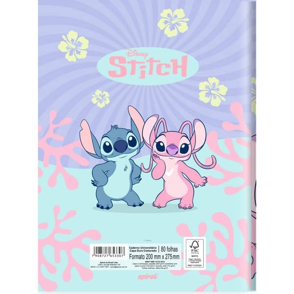 Caderno Universitário Capa Dura Costurado, 80 Folhas, Stitch e Angel, 2753307, Spiral Ds - PT 1 UN Caderno Universitário Capa Dura Costurado, 80 Folhas, Stitch e Angel, 2753307, Spiral Ds - PT 1 UN