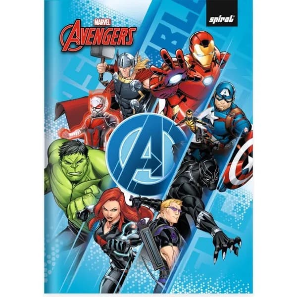 Caderno 1/4, Capa Dura Costurado, 80 folhas, Avengers / Vingadores, 2766840, Spiral Av - PT 1 UN