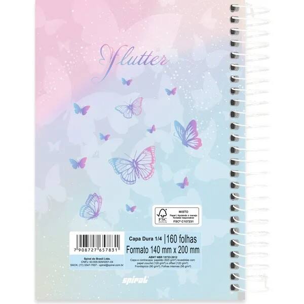 Caderno 1/4 espiral C.D. 160fls Flutter 2757831 Spiral Flu PT 1 UN Caderno 1/4 espiral C.D. 160fls Flutter 2757831 Spiral Flu PT 1 UN