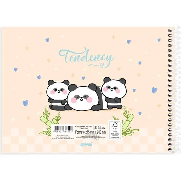 Caderno cartografia capa dura 80fls Panda 2754403 Spiral Ten PT 1 UN