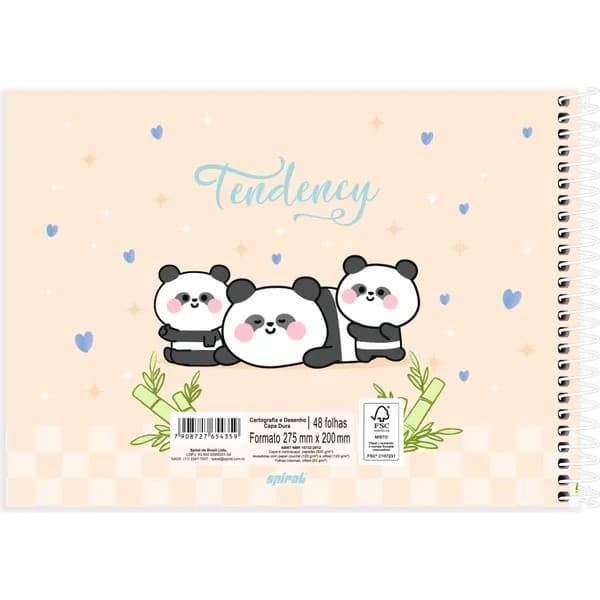 Caderno de Cartografia e Desenho, Capa dura, 48 folhas, Pandas, 2754359, Spiral Ten - PT 1 UN Caderno de Cartografia e Desenho, Capa dura, 48 folhas, Pandas, 2754359, Spiral Ten - PT 1 UN