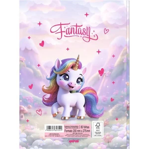 Caderno Univ.C.D. Costurado 80fls Fantasy 2757541 Spiral Fan PT 1 UN Caderno Univ.C.D. Costurado 80fls Fantasy 2757541 Spiral Fan PT 1 UN