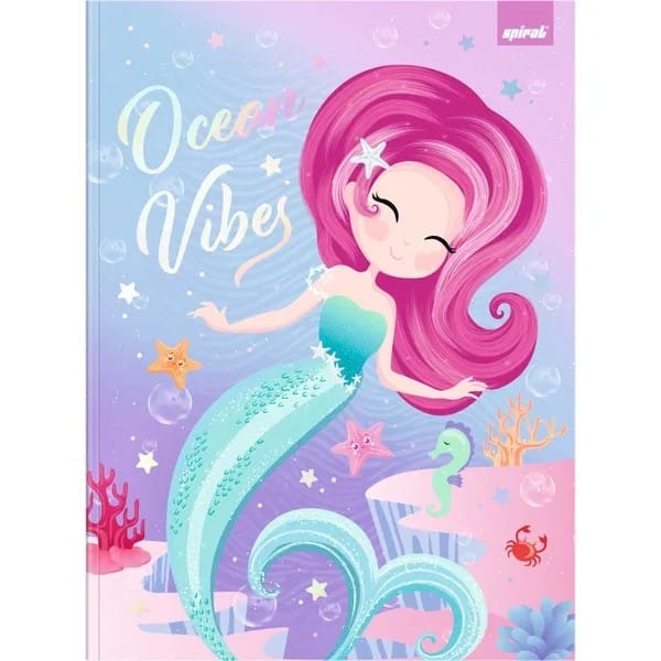 Caderno Universitário Capa Dura, Costurado, 80 folhas, Sereias, 2753321, Spiral Ten - PT 1 UN Caderno Universitário Capa Dura, Costurado, 80 folhas, Sereias, 2753321, Spiral Ten - PT 1 UN