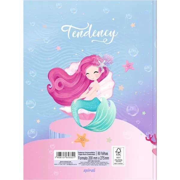 Caderno Universitário Capa Dura, Costurado, 80 folhas, Sereias, 2753321, Spiral Ten - PT 1 UN Caderno Universitário Capa Dura, Costurado, 80 folhas, Sereias, 2753321, Spiral Ten - PT 1 UN