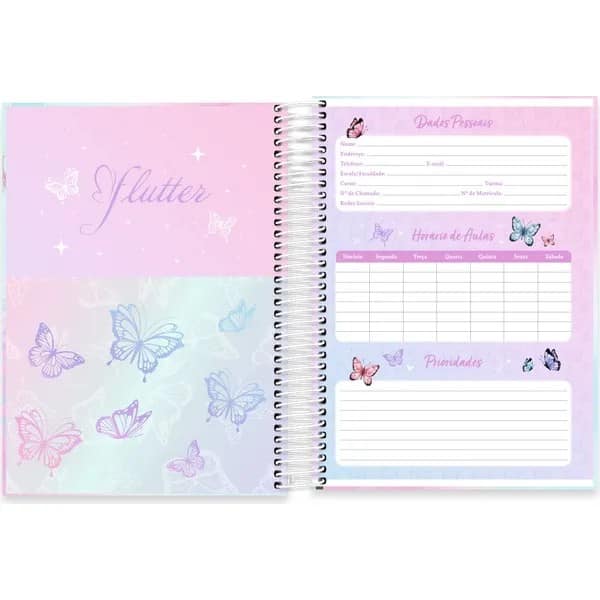 Caderno Universitário Capa Dura, 20 x 1, 320 Folhas, Flutter, 2757312, Spiral Flu - PT 1 UN