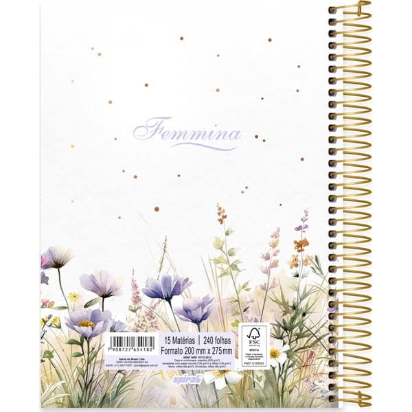 Caderno Universitário Capa Dura, 15x1, 240 folhas, Femmina, 2754182, Spiral Fem - PT 1 UN Caderno Universitário Capa Dura, 15x1, 240 folhas, Femmina, 2754182, Spiral Fem - PT 1 UN
