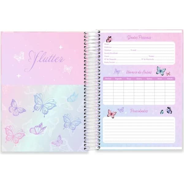 Caderno Universitário Capa Dura, 15x1, 240 folhas, Flutter, 2757183, Spiral Flu - PT 1 UN