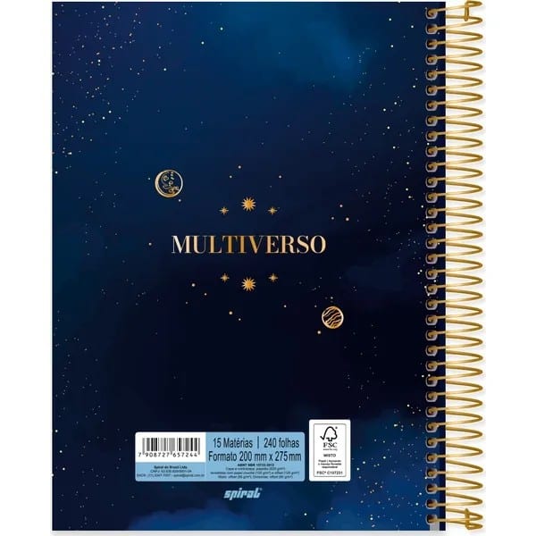 Caderno univ.capa dura 15x1 240fls Multiverso 2757244 Spiral Mult PT 1 UN