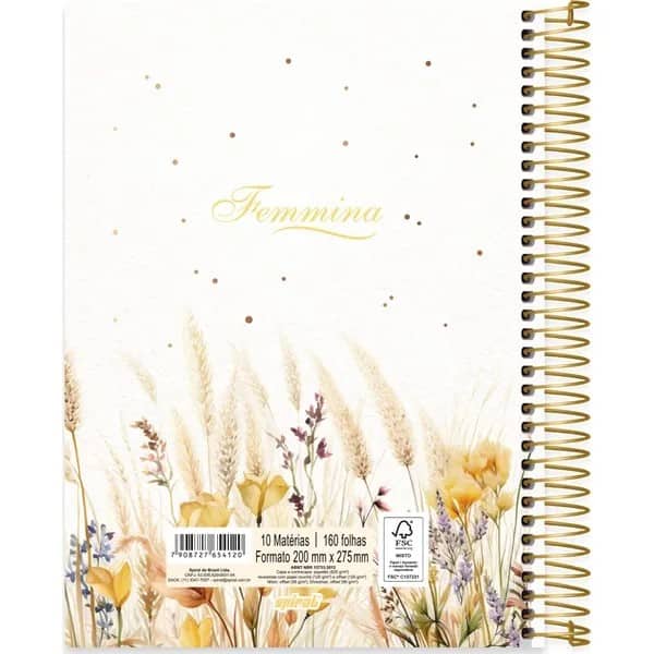 Caderno Universitário Capa Dura, 10 x 1, 160 Folhas, Femmina, 2754120, Spiral Fem - PT 1 UN Caderno Universitário Capa Dura, 10 x 1, 160 Folhas, Femmina, 2754120, Spiral Fem - PT 1 UN