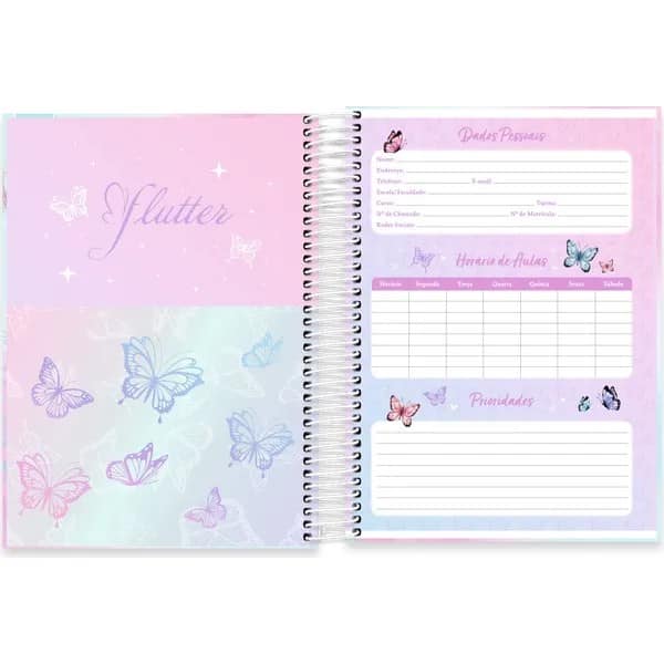 Caderno Universitário Capa Dura, 10 x 1, 160 Folhas, Flutter, 2756964, Spiral Flu - PT 1 UN