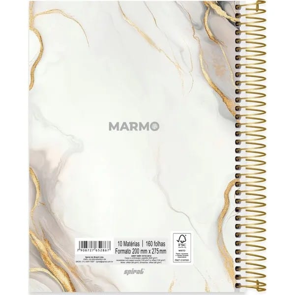 Caderno Universitário Capa Dura, 10 x 1, 160 Folhas, Marmo, 2752867, Spiral Mrm - PT 1 UN Caderno Universitário Capa Dura, 10 x 1, 160 Folhas, Marmo, 2752867, Spiral Mrm - PT 1 UN