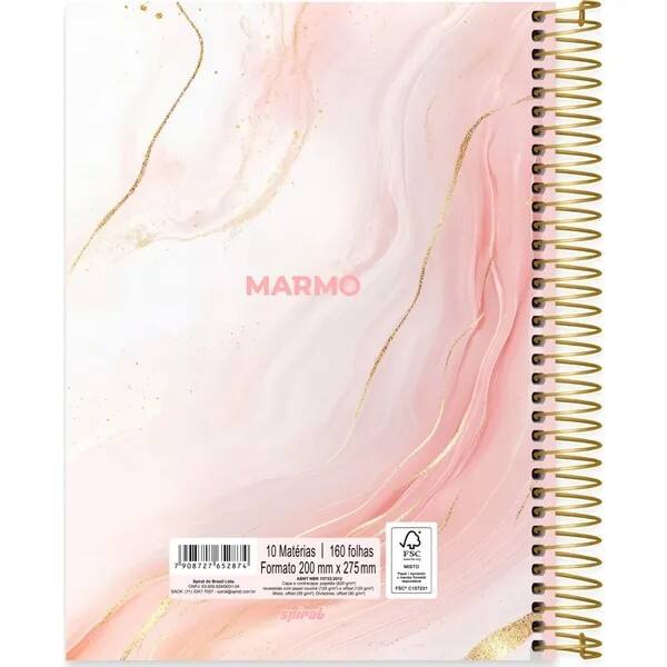 Caderno Universitário Capa Dura, 10 x 1, 160 Folhas, Marmo, 2752874, Spiral Mrm - PT 1 UN Caderno Universitário Capa Dura, 10 x 1, 160 Folhas, Marmo, 2752874, Spiral Mrm - PT 1 UN