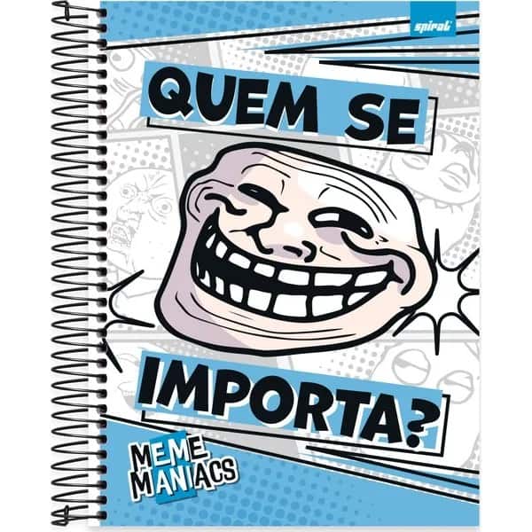 Caderno Universitário Capa Dura, 10 x 1, 160 Folhas, Meme Maniacs, 2757046, Spiral Mm - PT 1 UN