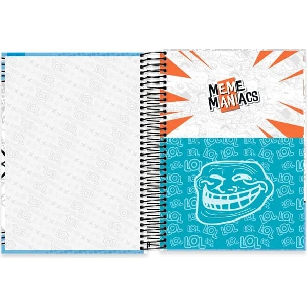 Caderno Universitário Capa Dura, 10 x 1, 160 Folhas, Meme Maniacs, 2757046, Spiral Mm - PT 1 UN