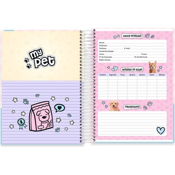 Caderno Universitário Capa Dura, 10 x 1, 160 Folhas, My Pet Gato, 2752881, Spiral Pet - PT 1 UN
