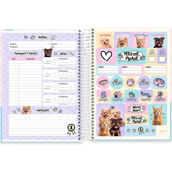 Caderno Universitário Capa Dura, 10 x 1, 160 Folhas, My Pet Gato, 2752881, Spiral Pet - PT 1 UN