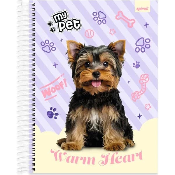 Caderno Universitário Capa Dura, 10 x 1, 160 Folhas, My Pet Cachorro, 2752898, Spiral Pet - PT 1 UN