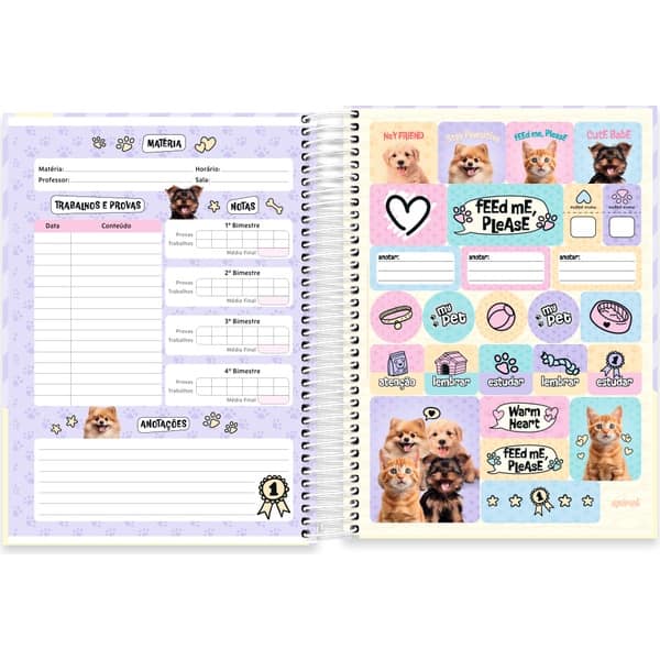 Caderno Universitário Capa Dura, 10 x 1, 160 Folhas, My Pet Cachorro, 2752898, Spiral Pet - PT 1 UN