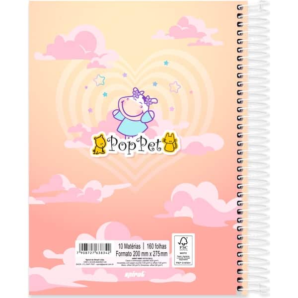 Caderno univ.capa dura 10x1 160fls Pop Pet 2752904 Spiral Pop PT 1 UN Caderno univ.capa dura 10x1 160fls Pop Pet 2752904 Spiral Pop PT 1 UN