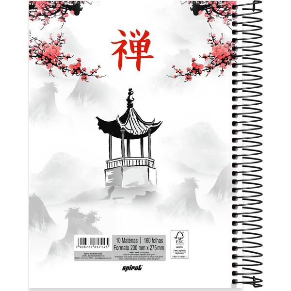 Caderno Universitário Capa Dura, 10 x 1, 160 Folhas, Zen, 2757145, Spiral Zen - PT 1 UN