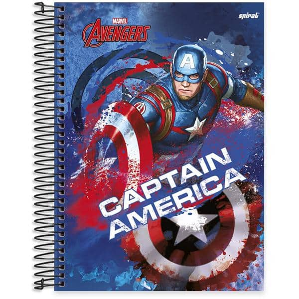 Caderno universitário capa dura 15x1 240 folhas, Vingadores Avengers Marvel, Spiral, 211968 - PT 1 UN