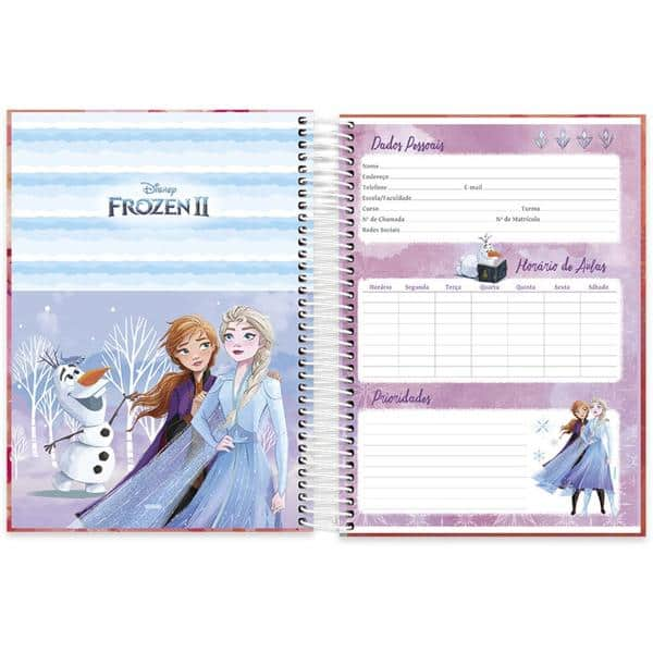 Caderno universitário capa dura 15x1 240 folhas, Disney Frozen, Spiral, 212076 - PT 1 UN