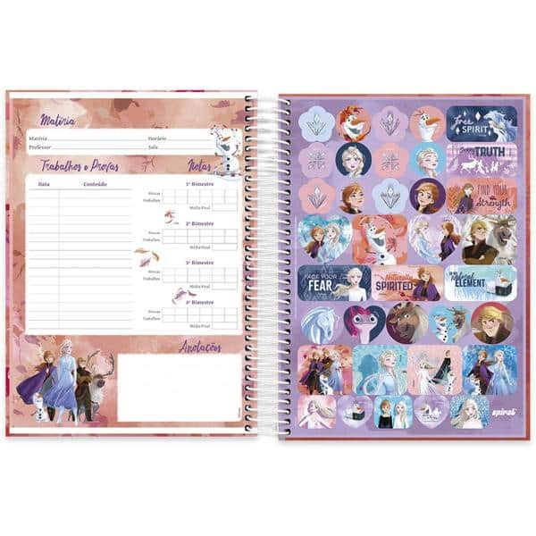 Caderno universitário capa dura 15x1 240 folhas, Disney Frozen, Spiral, 212076 - PT 1 UN