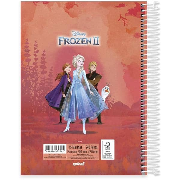 Caderno universitário capa dura 15x1 240 folhas, Disney Frozen, Spiral, 212076 - PT 1 UN