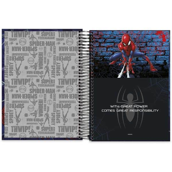 Caderno universitário capa dura 15x1 240 folhas, Homem Aranha Spiderman Marvel, Spiral, 212077 - PT 1 UN